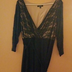 Long Dark Blue Lace Dress